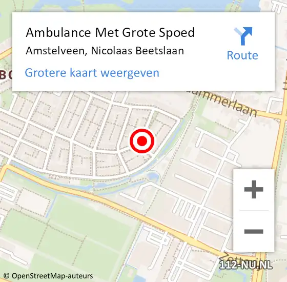 Locatie op kaart van de 112 melding: Ambulance Met Grote Spoed Naar Amstelveen, Nicolaas Beetslaan op 28 juli 2024 06:59