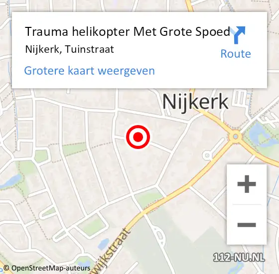 Locatie op kaart van de 112 melding: Trauma helikopter Met Grote Spoed Naar Nijkerk, Tuinstraat op 28 juli 2024 07:55