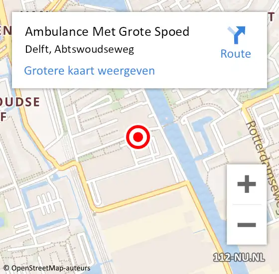 Locatie op kaart van de 112 melding: Ambulance Met Grote Spoed Naar Delft, Abtswoudseweg op 28 juli 2024 08:07