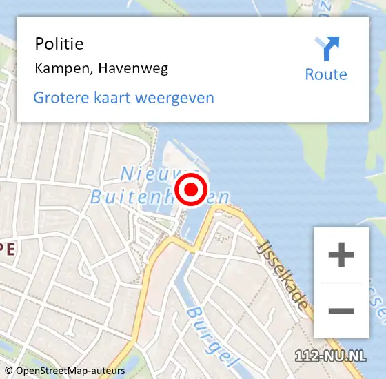 Locatie op kaart van de 112 melding: Politie Kampen, Havenweg op 28 juli 2024 08:47