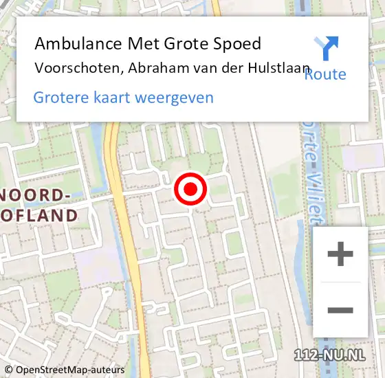 Locatie op kaart van de 112 melding: Ambulance Met Grote Spoed Naar Voorschoten, Abraham van der Hulstlaan op 28 juli 2024 08:58