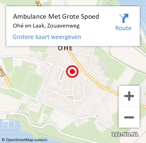 Locatie op kaart van de 112 melding: Ambulance Met Grote Spoed Naar Ohé en Laak, Zouavenweg op 28 juli 2024 08:59