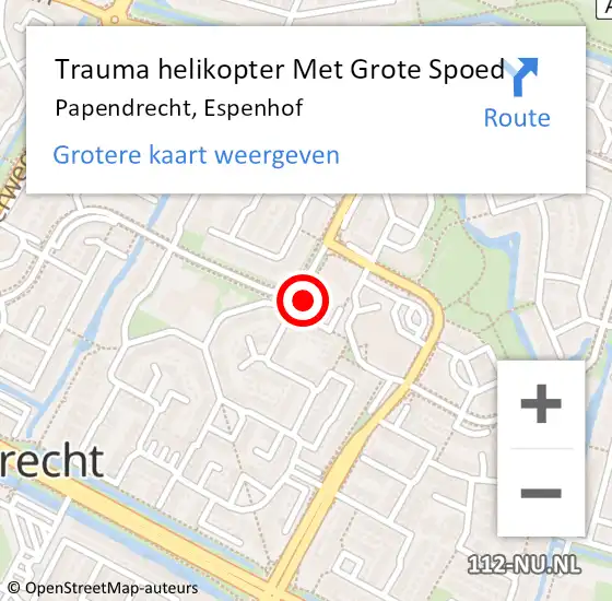 Locatie op kaart van de 112 melding: Trauma helikopter Met Grote Spoed Naar Papendrecht, Espenhof op 28 juli 2024 09:06