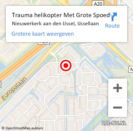 Locatie op kaart van de 112 melding: Trauma helikopter Met Grote Spoed Naar Nieuwerkerk aan den IJssel, IJssellaan op 28 juli 2024 09:12