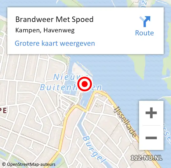 Locatie op kaart van de 112 melding: Brandweer Met Spoed Naar Kampen, Havenweg op 28 juli 2024 09:20