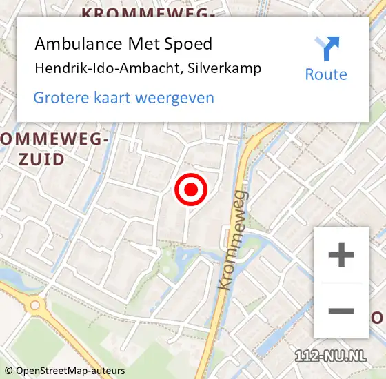 Locatie op kaart van de 112 melding: Ambulance Met Spoed Naar Hendrik-Ido-Ambacht, Silverkamp op 28 juli 2024 09:20