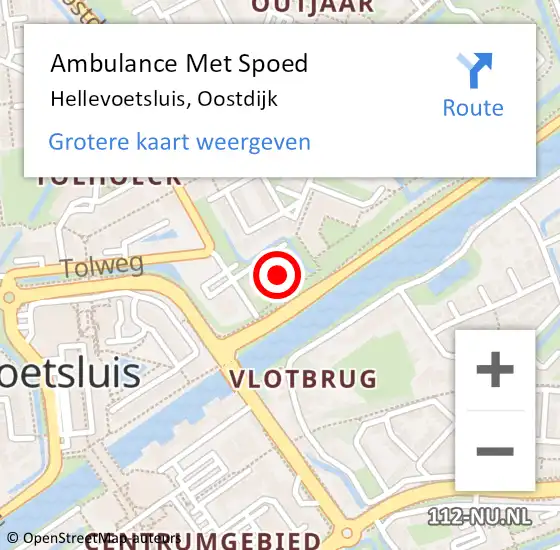 Locatie op kaart van de 112 melding: Ambulance Met Spoed Naar Hellevoetsluis, Oostdijk op 28 juli 2024 09:22