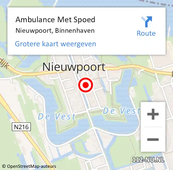 Locatie op kaart van de 112 melding: Ambulance Met Spoed Naar Nieuwpoort, Binnenhaven op 28 juli 2024 09:25