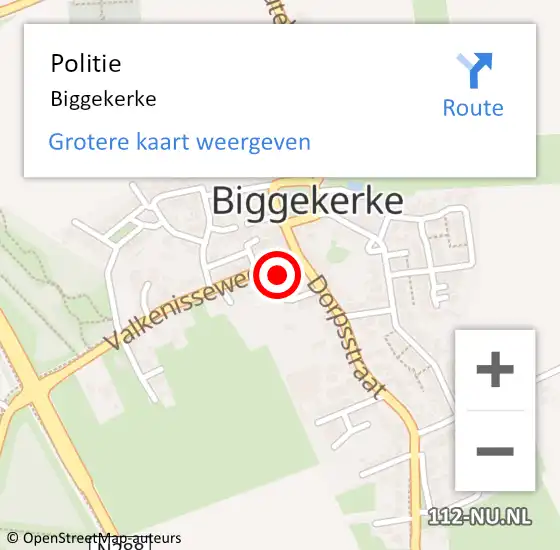 Locatie op kaart van de 112 melding: Politie Biggekerke op 28 juli 2024 09:57