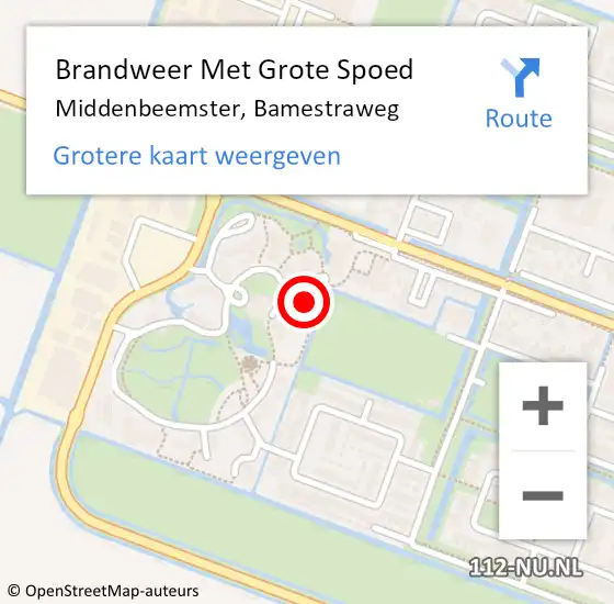 Locatie op kaart van de 112 melding: Brandweer Met Grote Spoed Naar Middenbeemster, Bamestraweg op 28 juli 2024 10:08