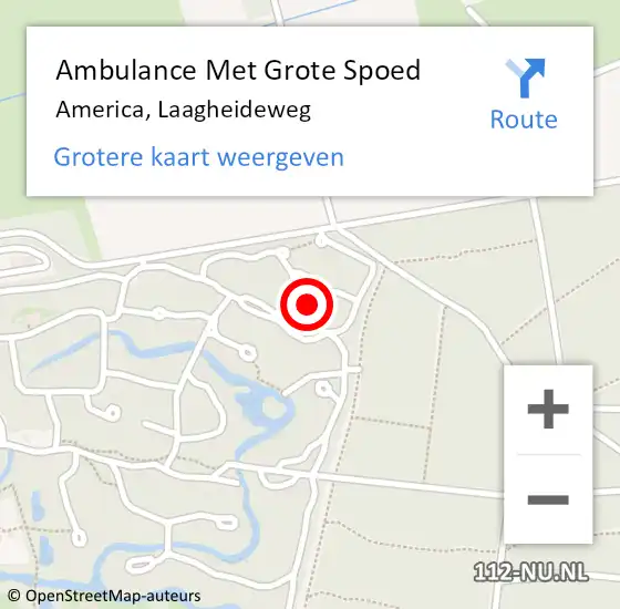 Locatie op kaart van de 112 melding: Ambulance Met Grote Spoed Naar America, Laagheideweg op 28 juli 2024 10:08