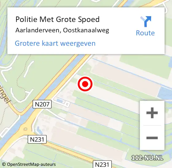 Locatie op kaart van de 112 melding: Politie Met Grote Spoed Naar Aarlanderveen, Oostkanaalweg op 28 juli 2024 10:10