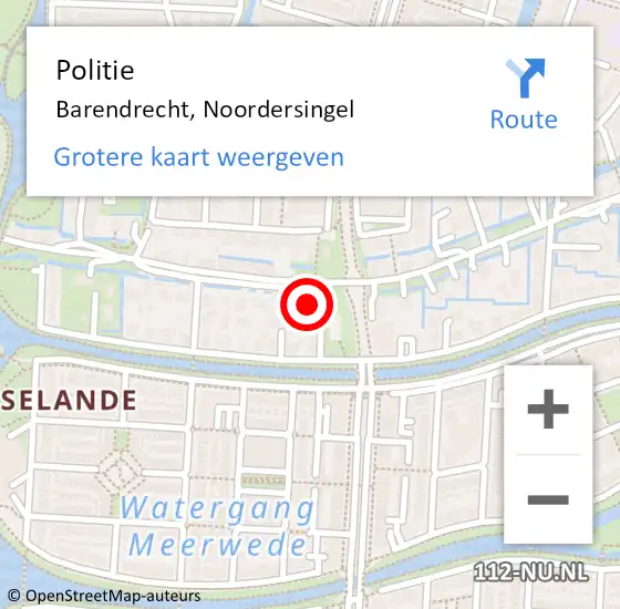 Locatie op kaart van de 112 melding: Politie Barendrecht, Noordersingel op 28 juli 2024 10:19