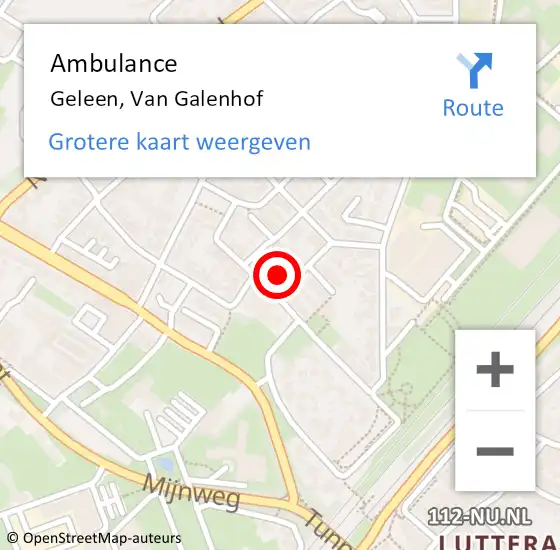 Locatie op kaart van de 112 melding: Ambulance Geleen, Van Galenhof op 14 oktober 2014 15:03