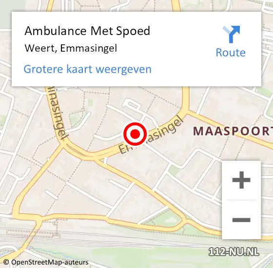 Locatie op kaart van de 112 melding: Ambulance Met Spoed Naar Weert, Emmasingel op 28 juli 2024 10:35