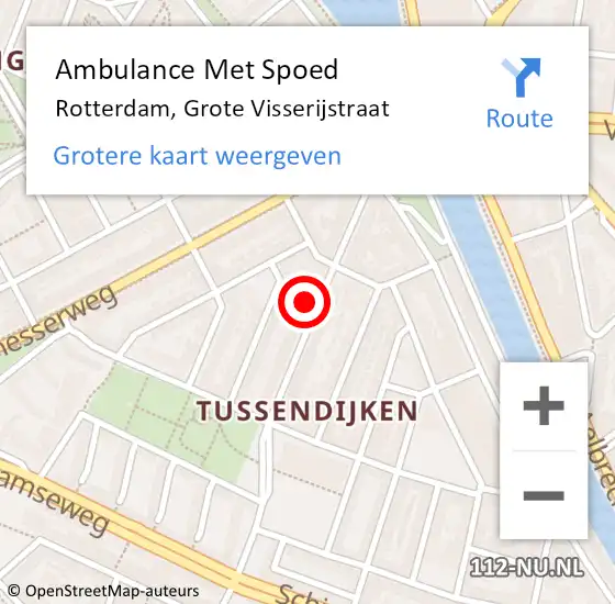 Locatie op kaart van de 112 melding: Ambulance Met Spoed Naar Rotterdam, Grote Visserijstraat op 28 juli 2024 11:27