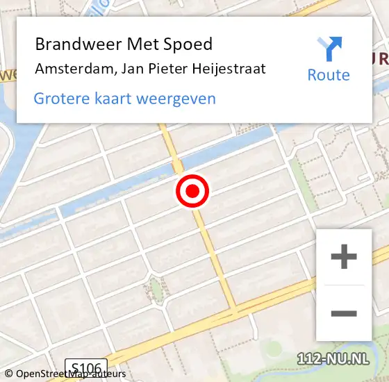 Locatie op kaart van de 112 melding: Brandweer Met Spoed Naar Amsterdam, Jan Pieter Heijestraat op 28 juli 2024 11:32