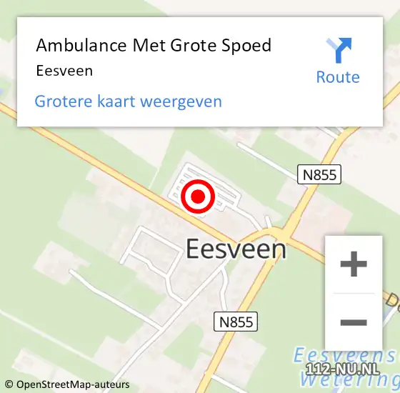 Locatie op kaart van de 112 melding: Ambulance Met Grote Spoed Naar Eesveen op 28 juli 2024 11:43