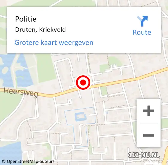 Locatie op kaart van de 112 melding: Politie Druten, Kriekveld op 28 juli 2024 11:48