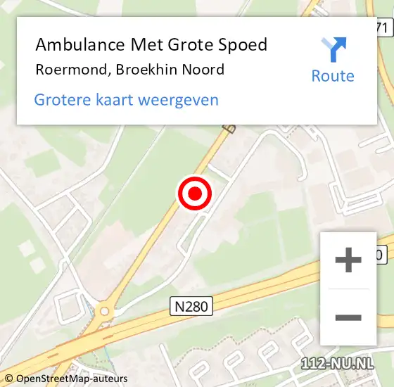 Locatie op kaart van de 112 melding: Ambulance Met Grote Spoed Naar Roermond, Broekhin Noord op 28 juli 2024 11:54