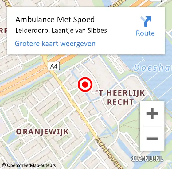 Locatie op kaart van de 112 melding: Ambulance Met Spoed Naar Leiderdorp, Laantje van Sibbes op 28 juli 2024 11:58