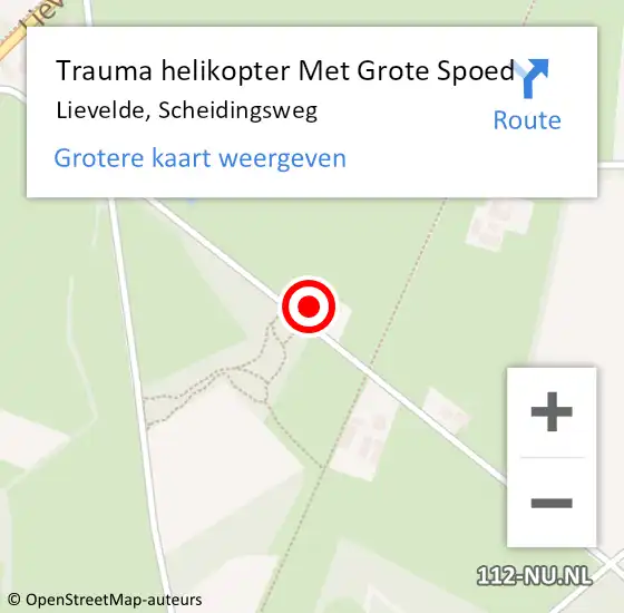 Locatie op kaart van de 112 melding: Trauma helikopter Met Grote Spoed Naar Lievelde, Scheidingsweg op 28 juli 2024 12:07