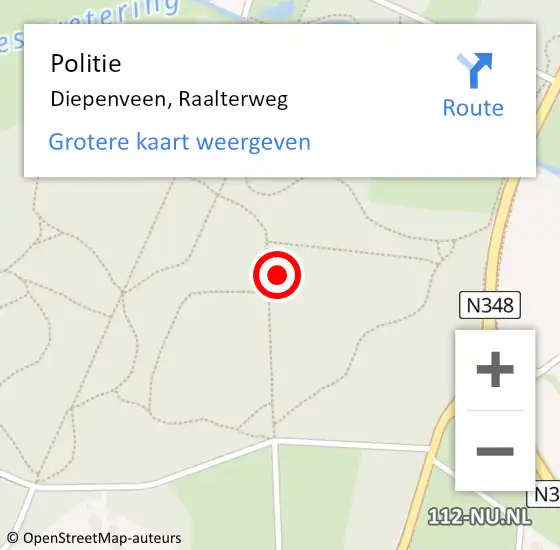 Locatie op kaart van de 112 melding: Politie Diepenveen, Raalterweg op 28 juli 2024 12:09