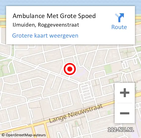 Locatie op kaart van de 112 melding: Ambulance Met Grote Spoed Naar IJmuiden, Roggeveenstraat op 28 juli 2024 12:13