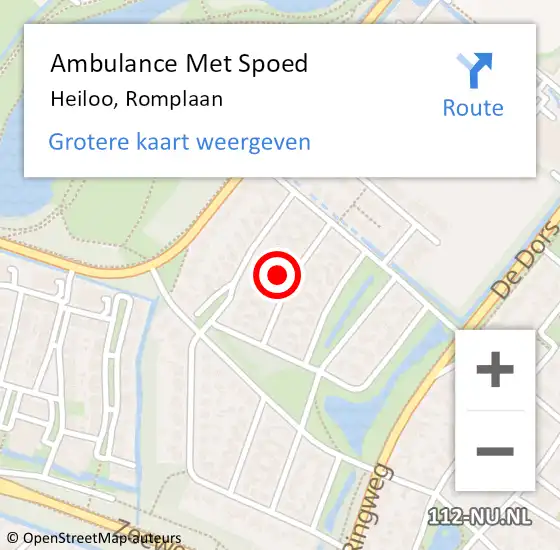 Locatie op kaart van de 112 melding: Ambulance Met Spoed Naar Heiloo, Romplaan op 28 juli 2024 12:21