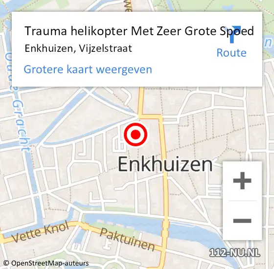 Locatie op kaart van de 112 melding: Trauma helikopter Met Zeer Grote Spoed Naar Enkhuizen, Vijzelstraat op 28 juli 2024 12:22