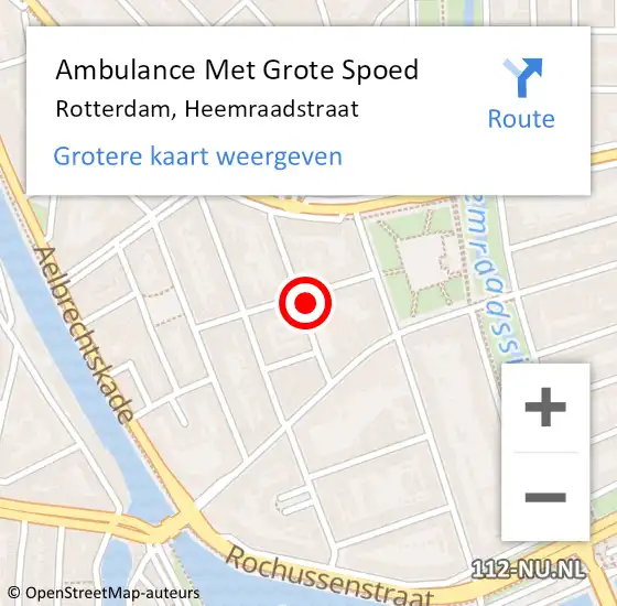 Locatie op kaart van de 112 melding: Ambulance Met Grote Spoed Naar Rotterdam, Heemraadstraat op 28 juli 2024 12:24