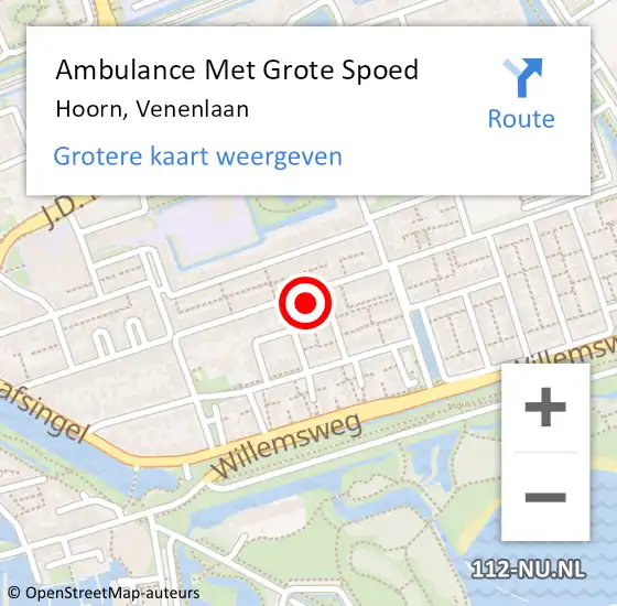 Locatie op kaart van de 112 melding: Ambulance Met Grote Spoed Naar Hoorn, Venenlaan op 28 juli 2024 12:32