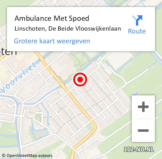 Locatie op kaart van de 112 melding: Ambulance Met Spoed Naar Linschoten, De Beide Vlooswijkenlaan op 14 oktober 2014 15:15