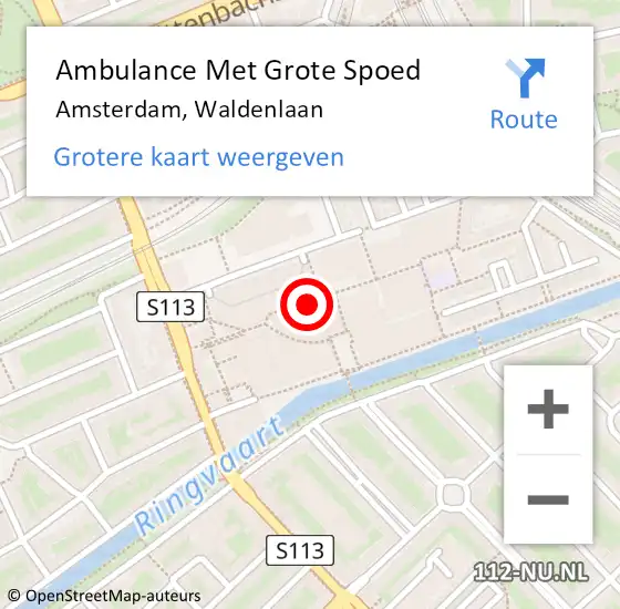 Locatie op kaart van de 112 melding: Ambulance Met Grote Spoed Naar Amsterdam, Waldenlaan op 28 juli 2024 13:21