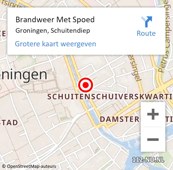 Locatie op kaart van de 112 melding: Brandweer Met Spoed Naar Groningen, Schuitendiep op 28 juli 2024 13:22