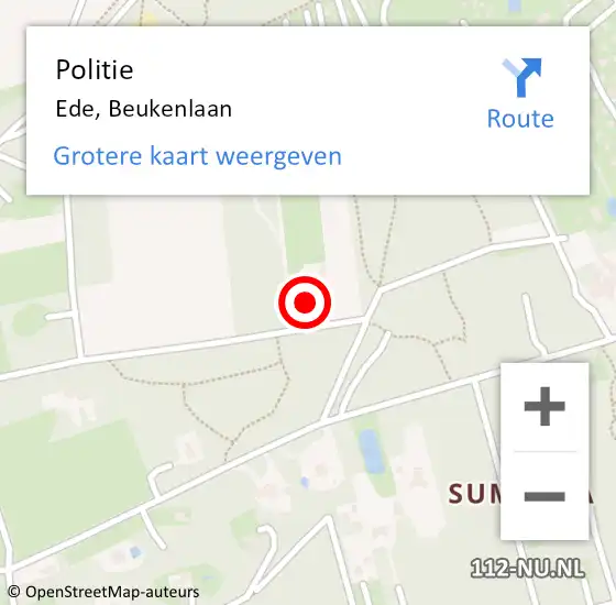 Locatie op kaart van de 112 melding: Politie Ede, Beukenlaan op 28 juli 2024 13:25