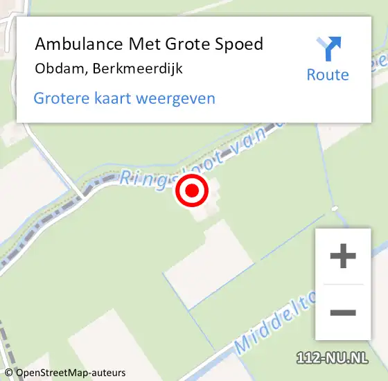 Locatie op kaart van de 112 melding: Ambulance Met Grote Spoed Naar Obdam, Berkmeerdijk op 28 juli 2024 13:26