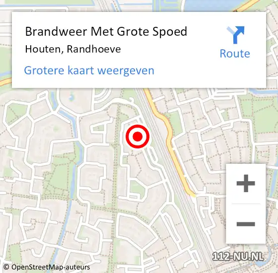 Locatie op kaart van de 112 melding: Brandweer Met Grote Spoed Naar Houten, Randhoeve op 28 juli 2024 13:29