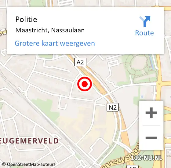 Locatie op kaart van de 112 melding: Politie Maastricht, Nassaulaan op 28 juli 2024 13:38