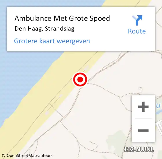 Locatie op kaart van de 112 melding: Ambulance Met Grote Spoed Naar Den Haag, Strandslag op 28 juli 2024 14:03