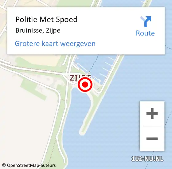 Locatie op kaart van de 112 melding: Politie Met Spoed Naar Bruinisse, Zijpe op 28 juli 2024 14:16