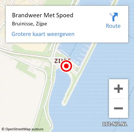 Locatie op kaart van de 112 melding: Brandweer Met Spoed Naar Bruinisse, Zijpe op 28 juli 2024 14:20