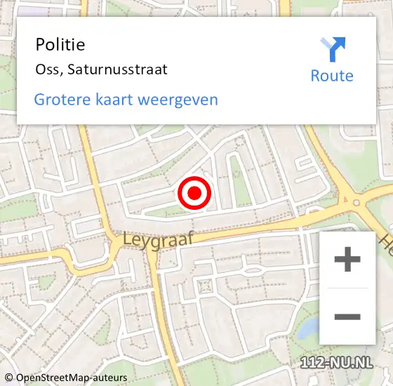 Locatie op kaart van de 112 melding: Politie Oss, Saturnusstraat op 28 juli 2024 14:20