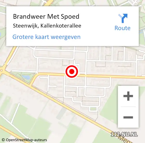 Locatie op kaart van de 112 melding: Brandweer Met Spoed Naar Steenwijk, Kallenkoterallee op 28 juli 2024 14:33