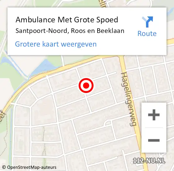 Locatie op kaart van de 112 melding: Ambulance Met Grote Spoed Naar Santpoort-Noord, Roos en Beeklaan op 28 juli 2024 14:58