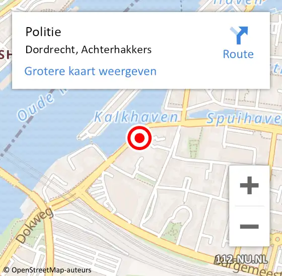 Locatie op kaart van de 112 melding: Politie Dordrecht, Achterhakkers op 28 juli 2024 15:08