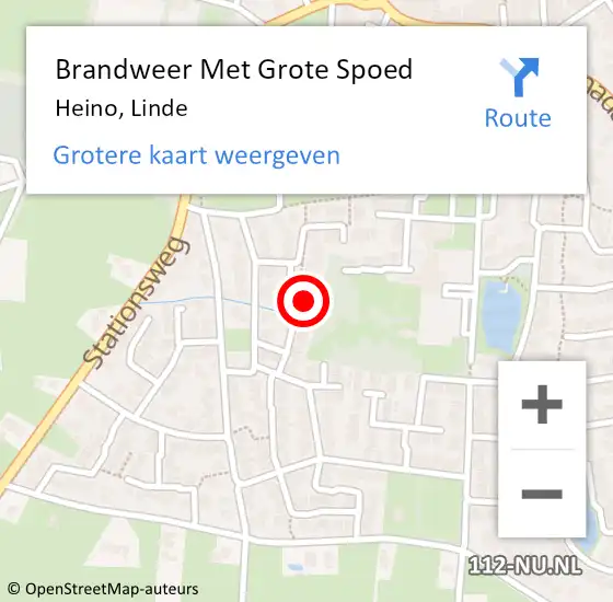 Locatie op kaart van de 112 melding: Brandweer Met Grote Spoed Naar Heino, Linde op 28 juli 2024 15:10