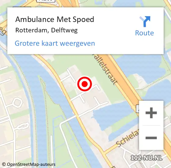 Locatie op kaart van de 112 melding: Ambulance Met Spoed Naar Rotterdam, Delftweg op 28 juli 2024 15:18