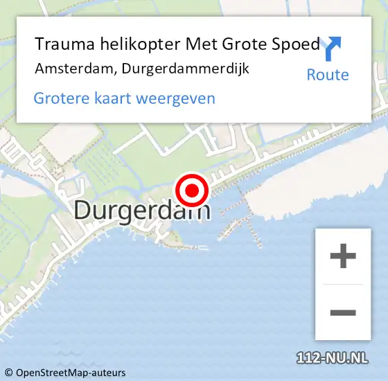 Locatie op kaart van de 112 melding: Trauma helikopter Met Grote Spoed Naar Amsterdam, Durgerdammerdijk op 28 juli 2024 15:31