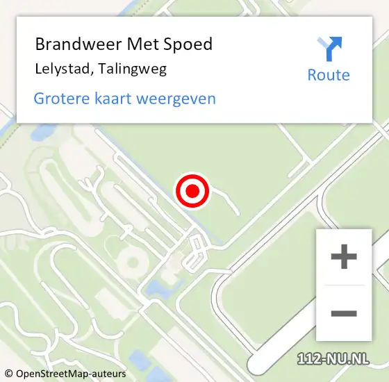 Locatie op kaart van de 112 melding: Brandweer Met Spoed Naar Lelystad, Talingweg op 28 juli 2024 15:51